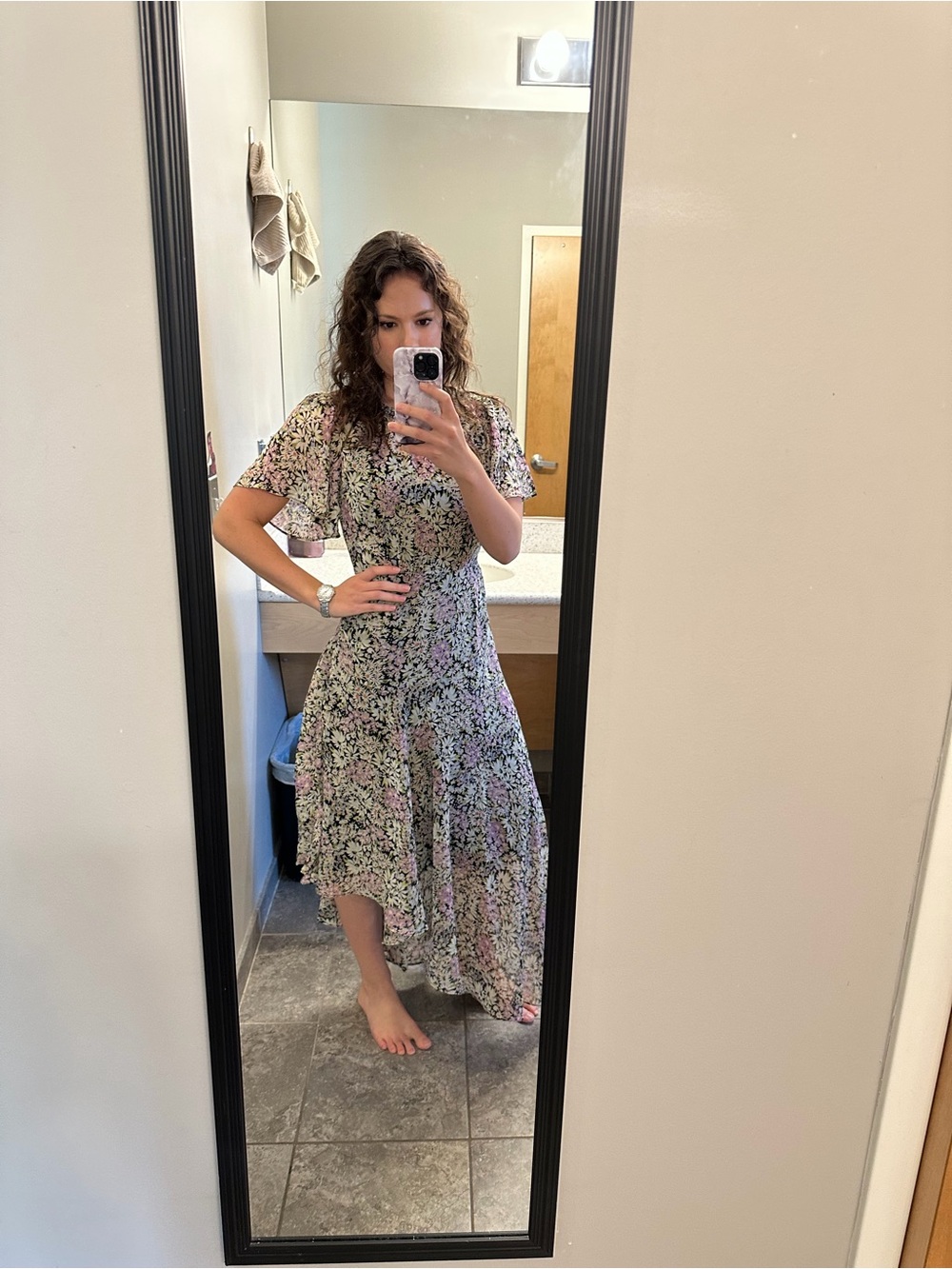 Astr Floral Maxi Dress in Lavender and Green